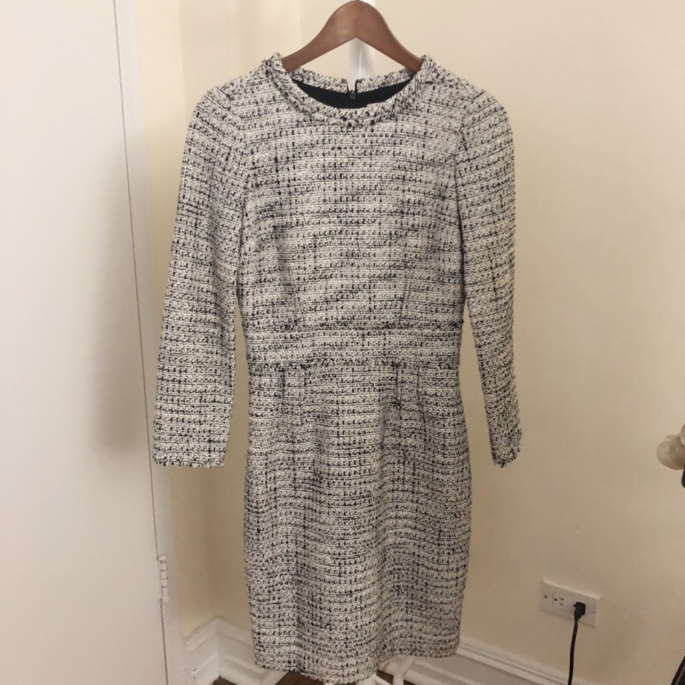J crew long sleeve tweed textured dress | size 0